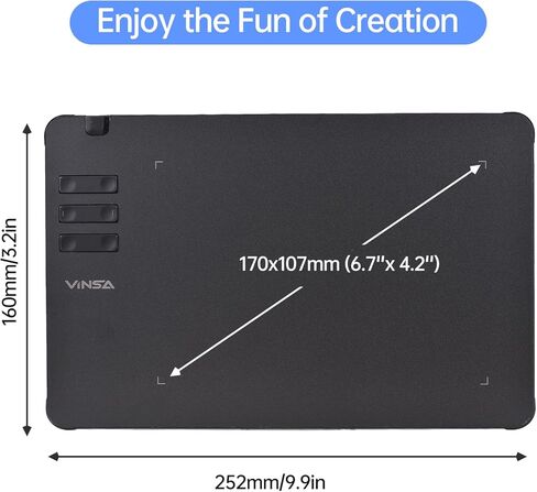 VINSA T605 رسم الرسومات اللوحي 6.7x 4.2inch قرص رسم رقمي مع عدم وجود بطارية قلم 10 مفاتيح اختصار 8192 مستويات متوافقة مع Win Android OTG (2) in Kuwait
