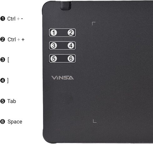 VINSA T605 رسم الرسومات اللوحي 6.7x 4.2inch قرص رسم رقمي مع عدم وجود بطارية قلم 10 مفاتيح اختصار 8192 مستويات متوافقة مع Win Android OTG (2) in Kuwait