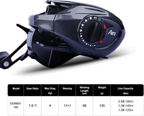 بكرات PureLure Cheetah Air Baitcaster ، ثلاثة أوضاع DC BFS بكرة ، ألياف الكربون إطار المصادقة المصنوعة من الألومنيوم 11+1 BB ، صوت فرقة الفرامل الإلكترونية 3.5-17G الوزن 7.6: 1 نسبة التروس 4KG MAX DRAG in Kuwait