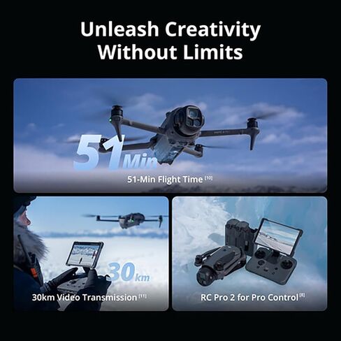 DJI Mavic 4 Pro Triple Camera Flass Fly Fly More Combo (W/DJI RC 2) ، 100MP 4/3 CMOS HASSELBLAD CAMPY مع فيديو HDR 6K/60FPS ، 0.1-LUX Nightscape ، حزمة استشعار عقبة مع مجموعة Deco Gear Kit in Saudi Arabia