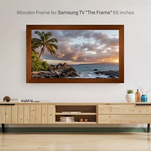 إطار الإطار لشركة Samsung الإطار 65 "(2021-2025) - إطار خشبي بني أمريكي مبكر - تسهيل التثبيت السهل لمدة 5 دقائق - ملائمة الدقة - متوافق عن بُعد in Saudi Arabia