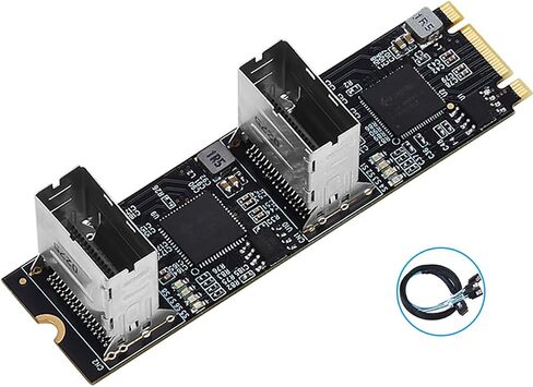 PCIe 3.0 M.2 B+M Key to 8-Port SATA3 6Gbps Expansion Card – Dual Mini-SAS Connectors, RAID Support for Desktop/Server in Saudi Arabia