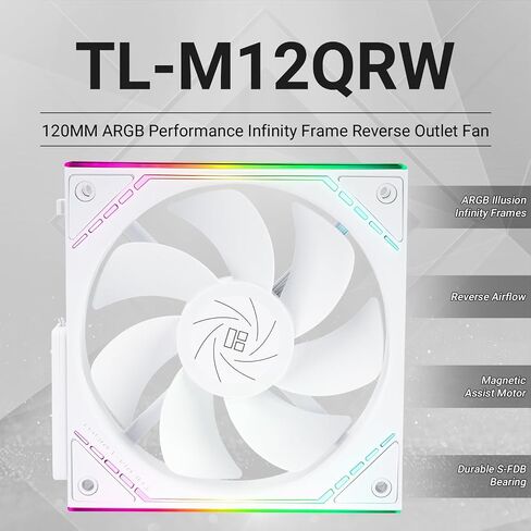 Thermalright TL-M12QRW CPU Fan 120mm Case Cooler, PWM Connector Silent Computer Cooling with S-FDB Bearing,PC Fan with ARGB Mirror Light Effect,Low Noise,Building Blocks Version PC Fan in Saudi Arabia