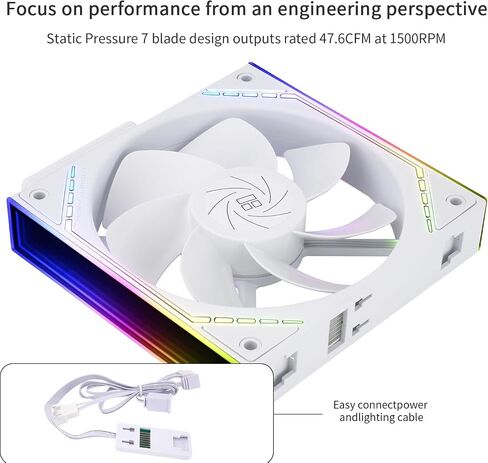 Thermalright TL-M12QRW CPU Fan 120mm Case Cooler, PWM Connector Silent Computer Cooling with S-FDB Bearing,PC Fan with ARGB Mirror Light Effect,Low Noise,Building Blocks Version PC Fan in Saudi Arabia