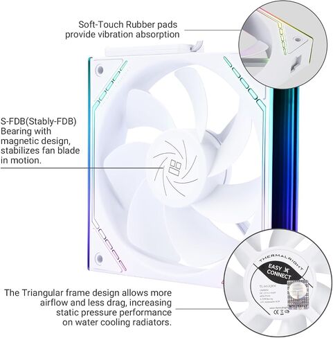 Thermalright TL-M12QRW CPU Fan 120mm Case Cooler, PWM Connector Silent Computer Cooling with S-FDB Bearing,PC Fan with ARGB Mirror Light Effect,Low Noise,Building Blocks Version PC Fan in Saudi Arabia