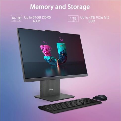Lenovo 27 بوصة على جهاز كمبيوتر سطح المكتب ، عرض FHD Touch ، AMD Ryzen 7 7735HS ، 16 جيجابايت DDR5 ، ذاكرة الوصول العشوائي ، 512 جيجابايت SSD ، KB & Mouse اللاسلكي ، RJ-45 ، Wi-Fi 6 ، Webcam ، W11 Home ، Gray in Saudi Arabia