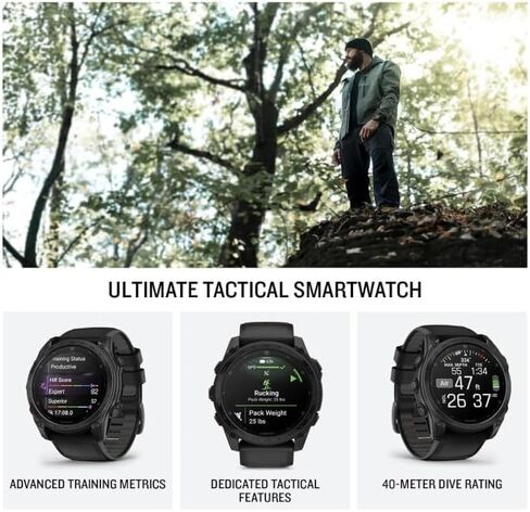 Garmin Tactix 8 ، 51mm Solar ، Elite ، Titanium Bezel ، Lens Sapphire ، GPS Smartwatch Premium Tactical GPS ، تشمل المقذوفات التطبيقية Ultralight Elite Solver ، و 40m تصنيف الغوص مع حزمة powerbank القابلة للارتداء. in Saudi Arabia
