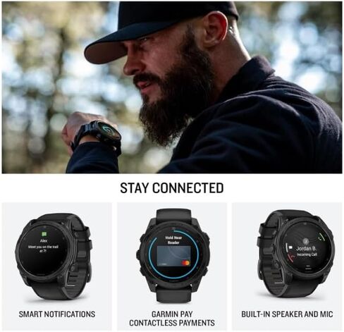 Garmin Tactix 8 ، 51mm Solar ، Elite ، Titanium Bezel ، Lens Sapphire ، GPS Smartwatch Premium Tactical GPS ، تشمل المقذوفات التطبيقية Ultralight Elite Solver ، و 40m تصنيف الغوص مع حزمة powerbank القابلة للارتداء. in Saudi Arabia