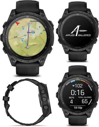 Garmin Tactix 8 ، 51mm Solar ، Elite ، Titanium Bezel ، Lens Sapphire ، GPS Smartwatch Premium Tactical GPS ، تشمل المقذوفات التطبيقية Ultralight Elite Solver ، و 40m تصنيف الغوص مع حزمة powerbank القابلة للارتداء. in Saudi Arabia