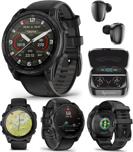 Garmin Tactix 8 ، 51mm Solar ، Elite ، Titanium Bezel ، Lens Sapphire ، GPS Smartwatch Premium Tactical GPS ، تشمل المقذوفات التطبيقية Ultralight Elite Solver ، و 40m تصنيف الغوص مع حزمة powerbank القابلة للارتداء. in Saudi Arabia