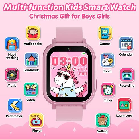 Kids Waterproof Smart Watch with 32 Games HD Touchscreen Dual Camera Music Player Pedometer Flashlight Habit Tracking Storybook, Birthday Gifts for 5-12 Year Olds Boy Include Lanyard Screen Protectors in Saudi Arabia
