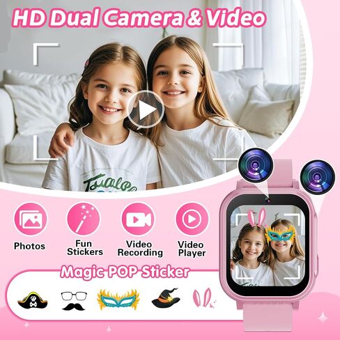 Kids Waterproof Smart Watch with 32 Games HD Touchscreen Dual Camera Music Player Pedometer Flashlight Habit Tracking Storybook, Birthday Gifts for 5-12 Year Olds Boy Include Lanyard Screen Protectors in Saudi Arabia