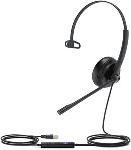 Yealink UH34 Lite Professional USB-A ، سماعة رأس منبوذ أحادية السطح مع ميكروفون إلغاء الضوضاء ، وحدات تحكم في الخط ووسائد أذن رغوة ناعمة (محسّنة لفرق Microsoft)-Black in Saudi Arabia