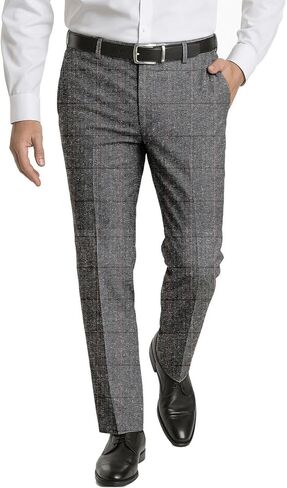 Men's Dress Pants Tweed Plaid Classic Fit Siut Separates Slim Stylish Wool Casual Business Suit Pants in Kuwait