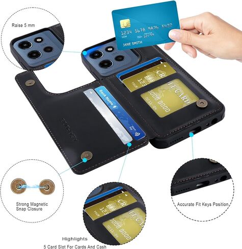 ASAPDOS لـ Motorola Moto G 5G 2025 CASE مع حامل البطاقة ، PU LEATHER SHORCHPLAIN in Kuwait