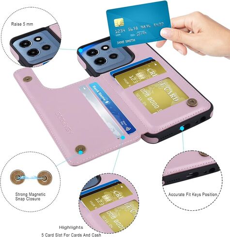 ASAPDOS لـ Motorola Moto G 5G 2025 CASE مع حامل البطاقة ، PU LEATHER SHORCHPLAIN in Kuwait