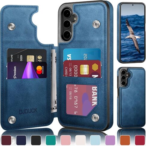 DJDUCK Designed for Samsung Galaxy S24 FE Case Wallet with Card Holder, [Magnetic Clasp Cover] [RFID Blocking Leather Protection] Shockproof Women Men Cases for Samsung S24 FE Light Brown in Kuwait