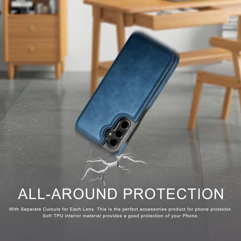 DJDUCK Designed for Samsung Galaxy S24 FE Case Wallet with Card Holder, [Magnetic Clasp Cover] [RFID Blocking Leather Protection] Shockproof Women Men Cases for Samsung S24 FE Light Brown in Kuwait
