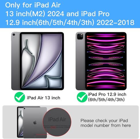 بالنسبة للهواء iPad 13 بوصة (M3/M2 ، 2025/2024) و Pro 12.9 بوصة مع لوحة المفاتيح ، حالة لوحة المفاتيح مع لوحة التتبع ، 7 ألوان لوحة مفاتيح بوتوث مغناطيسية قابلة للفصل ، حامل قابل للتعديل ، أبيض in Kuwait