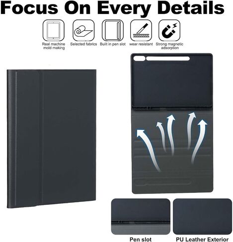 Keyboard Case for Samsung Galaxy Tab S10 FE Plus/S10 FE+ 13.1-Inch 2025, Detachable 7 Colors Backlit Bluetooth Keyboard, Smart Touchpad, Folio Cover with S Pen Holder (Black) in Kuwait