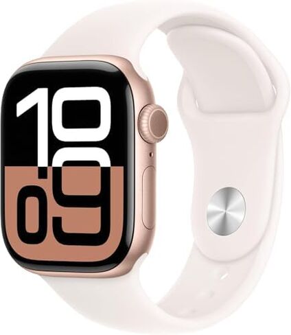 Apple Watch Series 10 [GPS + Cellular ، 46mm] - Rose Gold Aluminium Case with Starlight Sport Band ، S/M (قسط متجدد) in Saudi Arabia
