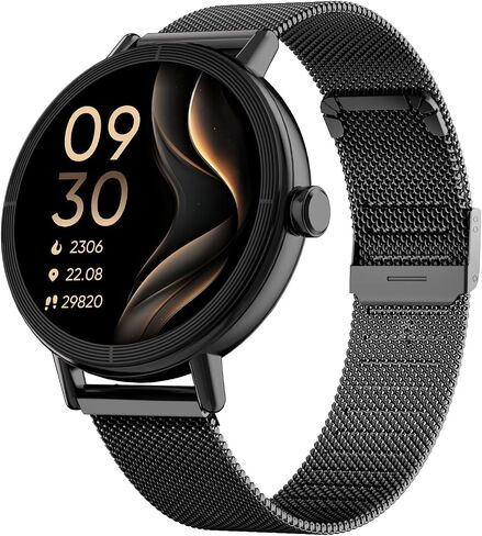 Smart Watch for Women with Two Bands, Fitness Tracker Watch, Heart Rate Monitor, Step Counter, Android & iOS Phones Compatible, Answer/Make Calls, HD Touchscreen, IP68 Waterproof, Black in Kuwait