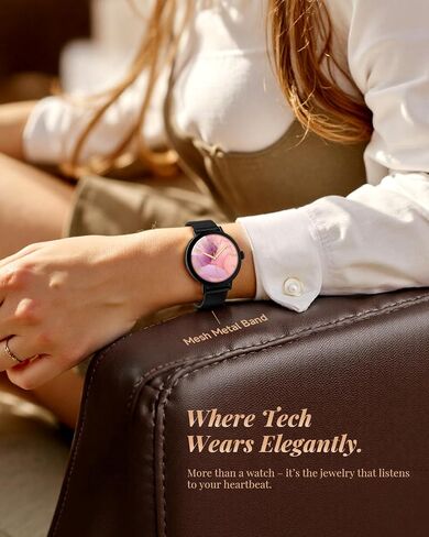 Smart Watch for Women with Two Bands, Fitness Tracker Watch, Heart Rate Monitor, Step Counter, Android & iOS Phones Compatible, Answer/Make Calls, HD Touchscreen, IP68 Waterproof, Black in Kuwait