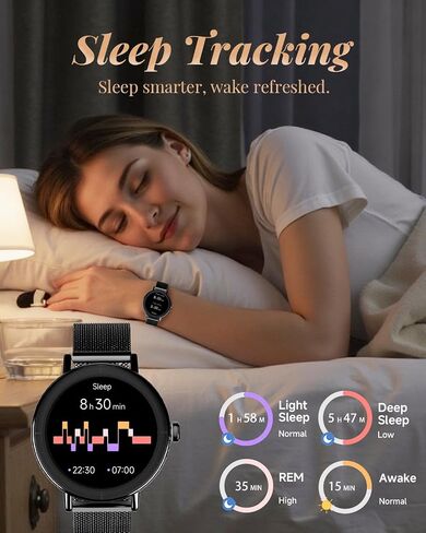 Smart Watch for Women with Two Bands, Fitness Tracker Watch, Heart Rate Monitor, Step Counter, Android & iOS Phones Compatible, Answer/Make Calls, HD Touchscreen, IP68 Waterproof, Black in Kuwait
