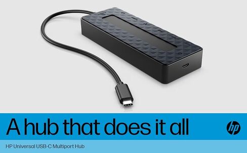 HP Universal USB-C 7-in-1 Multiport Hub Protgle مع Dockztorm Hub ، 4 منافذ USB ، HDMI 2.0 ، منفذ العرض 1.2 ، RJ-45 ، مع اتصال كبل واحد إلى أي كمبيوتر محمول للعلامة التجارية (50H55UT#ABA) in Kuwait