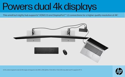 HP Universal USB-C 7-in-1 Multiport Hub Protgle مع Dockztorm Hub ، 4 منافذ USB ، HDMI 2.0 ، منفذ العرض 1.2 ، RJ-45 ، مع اتصال كبل واحد إلى أي كمبيوتر محمول للعلامة التجارية (50H55UT#ABA) in Kuwait
