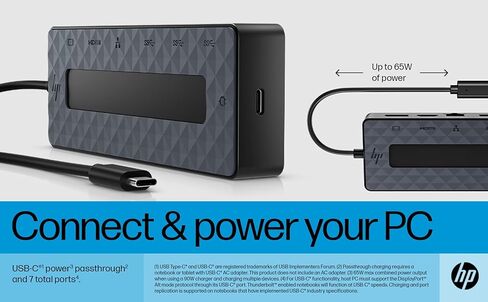 HP Universal USB-C 7-in-1 Multiport Hub Protgle مع Dockztorm Hub ، 4 منافذ USB ، HDMI 2.0 ، منفذ العرض 1.2 ، RJ-45 ، مع اتصال كبل واحد إلى أي كمبيوتر محمول للعلامة التجارية (50H55UT#ABA) in Kuwait