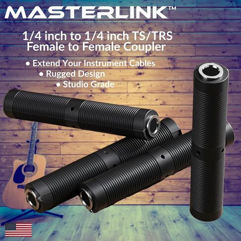 MasterLink 1/4 بوصة TRS/TS أنثى إلى مقرنة الإناث ، 6.35 مم جاك محول جاك جاك ، موصلات تغيير الجنس ، أمبير ، الدواسات ، الخلاطات ، باتش - 4 حزمة in Saudi Arabia