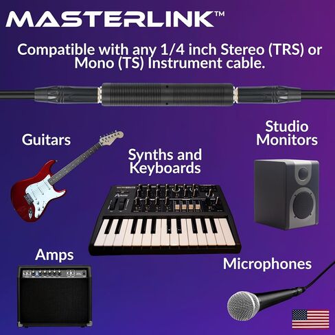 MasterLink 1/4 بوصة TRS/TS أنثى إلى مقرنة الإناث ، 6.35 مم جاك محول جاك جاك ، موصلات تغيير الجنس ، أمبير ، الدواسات ، الخلاطات ، باتش - 4 حزمة in Saudi Arabia