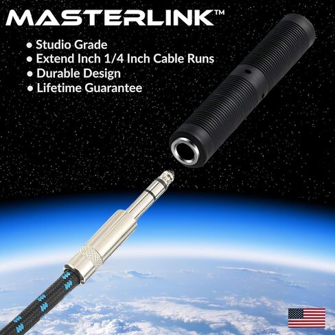 MasterLink 1/4 بوصة TRS/TS أنثى إلى مقرنة الإناث ، 6.35 مم جاك محول جاك جاك ، موصلات تغيير الجنس ، أمبير ، الدواسات ، الخلاطات ، باتش - 4 حزمة in Saudi Arabia