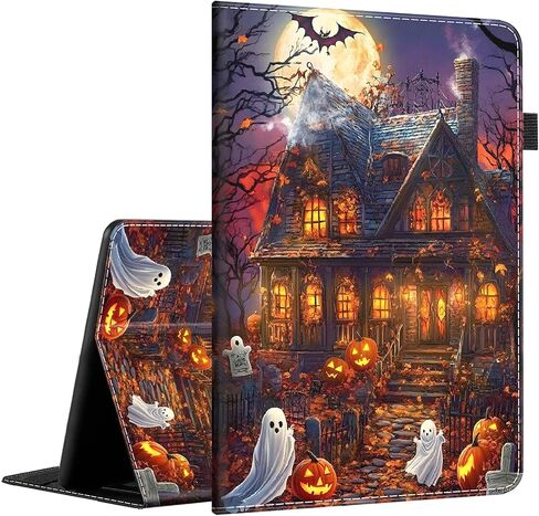 Case for Kindle Paperwhite 12th Gen 2024 (7") & Kindle Colorsoft Signature Edition, PU Leather Cover with Auto Sleep Wake for Kindle Paperwhite Signature 2024 Released, Halloween Castle Ghost in Saudi Arabia