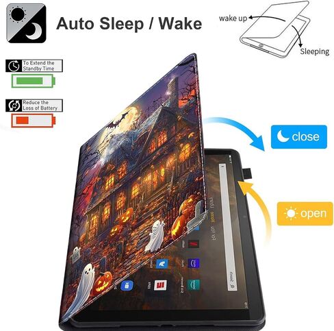 Case for Kindle Paperwhite 12th Gen 2024 (7") & Kindle Colorsoft Signature Edition, PU Leather Cover with Auto Sleep Wake for Kindle Paperwhite Signature 2024 Released, Halloween Castle Ghost in Saudi Arabia