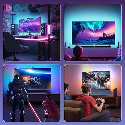Llumtang TV Backlight لأجهزة تلفزيون 50-65 بوصة | تقنية المزامنة اللون | LED متعدد الألوان LED RGBMC أضواء | Wi-Fi | تسيطر التطبيق | AI Sync Sensor | تجربة مشاهدة غامرة | الضوء المحيط in Saudi Arabia