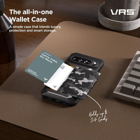 VRS DESIGN Damda Glide Pro for Pixel 10 / Pixel 10 Pro (2025) – Rugged Wallet Case with Sturdy Semi Auto Card Holder [4 Cards] Protective Phone Cover (Matte Black) in Kuwait