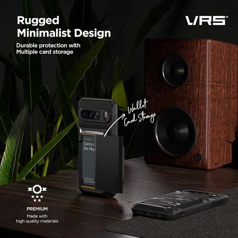 VRS DESIGN Damda Glide Pro for Pixel 10 / Pixel 10 Pro (2025) – Rugged Wallet Case with Sturdy Semi Auto Card Holder [4 Cards] Protective Phone Cover (Matte Black) in Kuwait