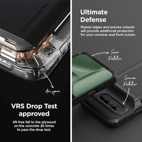 VRS DESIGN Damda Glide Pro for Pixel 10 / Pixel 10 Pro (2025) – Rugged Wallet Case with Sturdy Semi Auto Card Holder [4 Cards] Protective Phone Cover (Matte Black) in Kuwait
