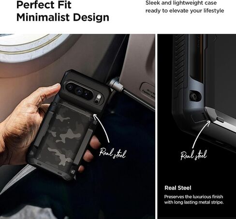 VRS DESIGN Damda Glide Pro for Pixel 10 / Pixel 10 Pro (2025) – Rugged Wallet Case with Sturdy Semi Auto Card Holder [4 Cards] Protective Phone Cover (Matte Black) in Kuwait