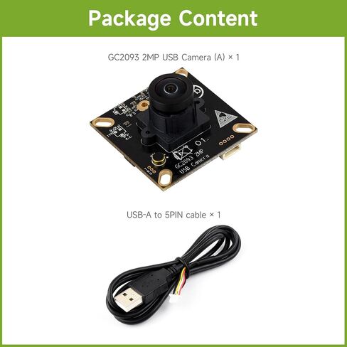 Waveshare GC2093 2MP USB Camera Module, Wide Dynamic Backlight Imaging, Fixed-Focus, Onboard Microphone, Adopts GC2093 Sensor Chip, USB 2.0 Interface in Saudi Arabia
