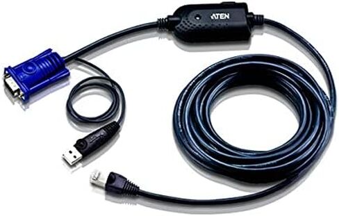 كبل Aten KVM - للوحة المفاتيح/الماوس ، مفتاح KVM - 15 قدمًا - 1 X RJ -45 Network - 1 × TYPE A USB ، 1 X HD -15 VGA - Black in Saudi Arabia
