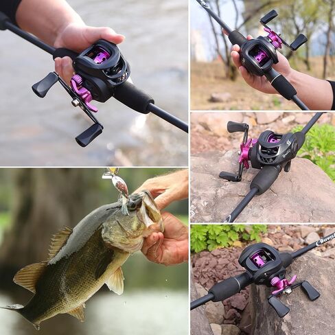 Baitcaster Fishing Reel,Graphite Frame,7.2:1 Gear Ratio Aluminum Spool Fishing Reel,10 Button Magnetic Braking System,Purple/Red/Blue/Gold in Saudi Arabia