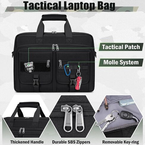 RAINSMORE Tactical Laptop Bag 15.6/17.3 Inch Laptop Briefcase Men Business Computer Bag Military Messenger Bag Work Office in Saudi Arabia