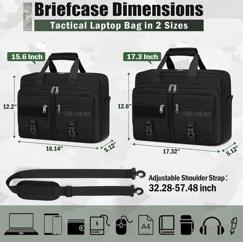 RAINSMORE Tactical Laptop Bag 15.6/17.3 Inch Laptop Briefcase Men Business Computer Bag Military Messenger Bag Work Office in Saudi Arabia