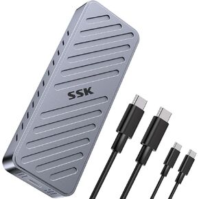 SSK NVME SSD العلبة ، 20 جيجابت في الثانية PCIE M.2 العلبة SSD CASE ، NVME إلى USB C 3.2GEN2X2 محول 2280/2260/2242/2230 القارئ M-KEY/B+M مفتاح مع مؤشر LED Aluminum Sloy in Kuwait