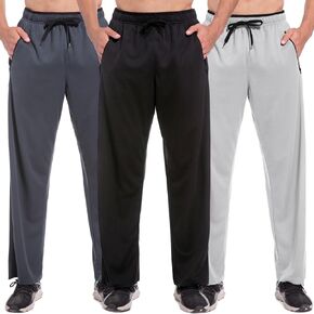 SACUIMAN Mens Sweatpants with Zipper Pockets Open Bottom Athletic Pants for Workout,Running,Training,Jogging,Gym in Kuwait