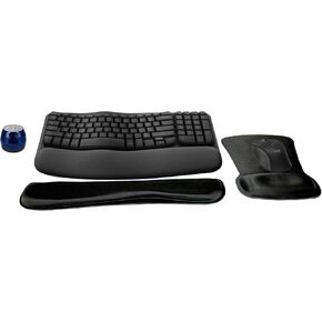 Logitech Mk670 Wave Wave Wireless Wireless و Mouse Combo Office Home Office Astyle Modern Backdle مع مكبر صوت بلوتوث لاسلكي Micro Glam ، وسادة معصم الهلام ووسادة الماوس in Kuwait