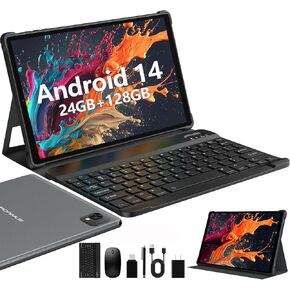 2025 أحدث قرص Android 14 ، جهاز لوحي 10 بوصة مع ذاكرة RAM تبلغ مساحتها 24 جيجا بايت 128 جيجا بايت توسيع 1 تيرابايت ، بطارية 8000 مللي أمبير في الساعة ، شاشة LCD FHD ، ودعم 5G WIFI/BT5.0/GPS ، 2 في 1 Android Tablet مع لوحة مفاتيح رمادية in Kuwait